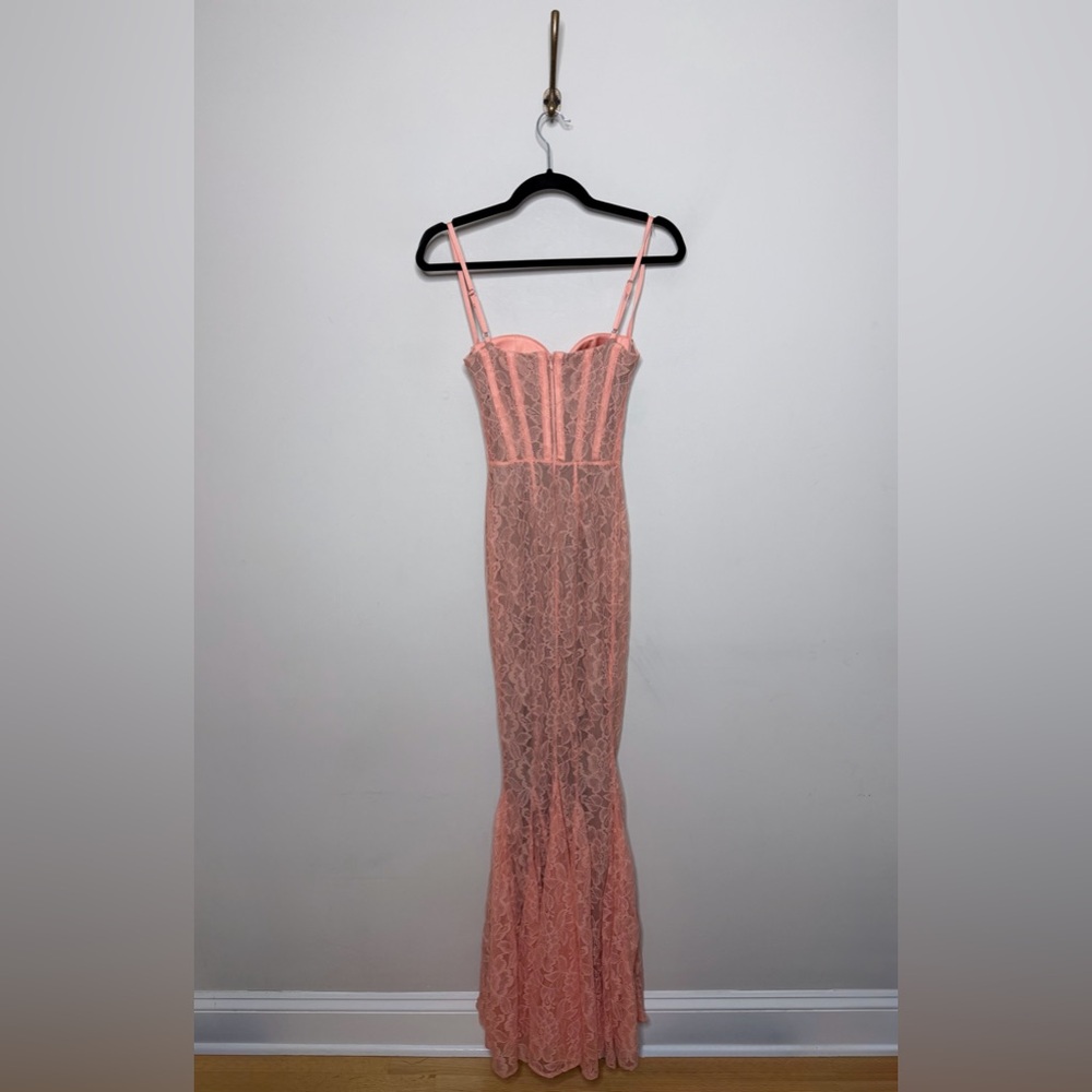 House of CB Cordelia Sorbet Lace Godet Maxi Dress - Picture 7 of 12